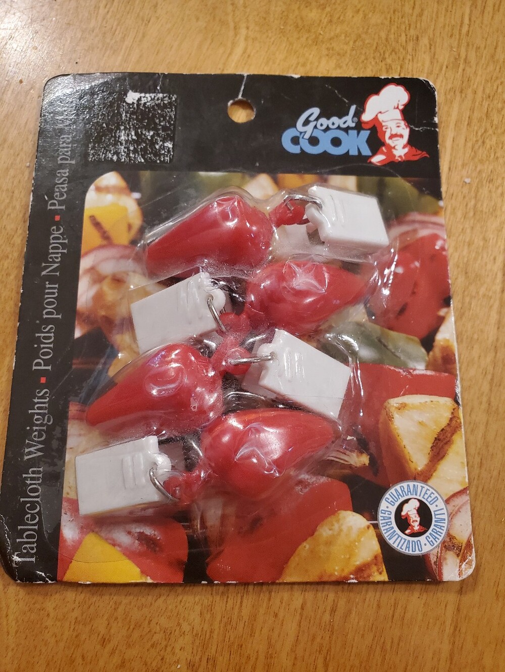 Vtg Good Cook Vintage Red Chili Pepper Tablecloth Weights Set of 4 Picnic Clips